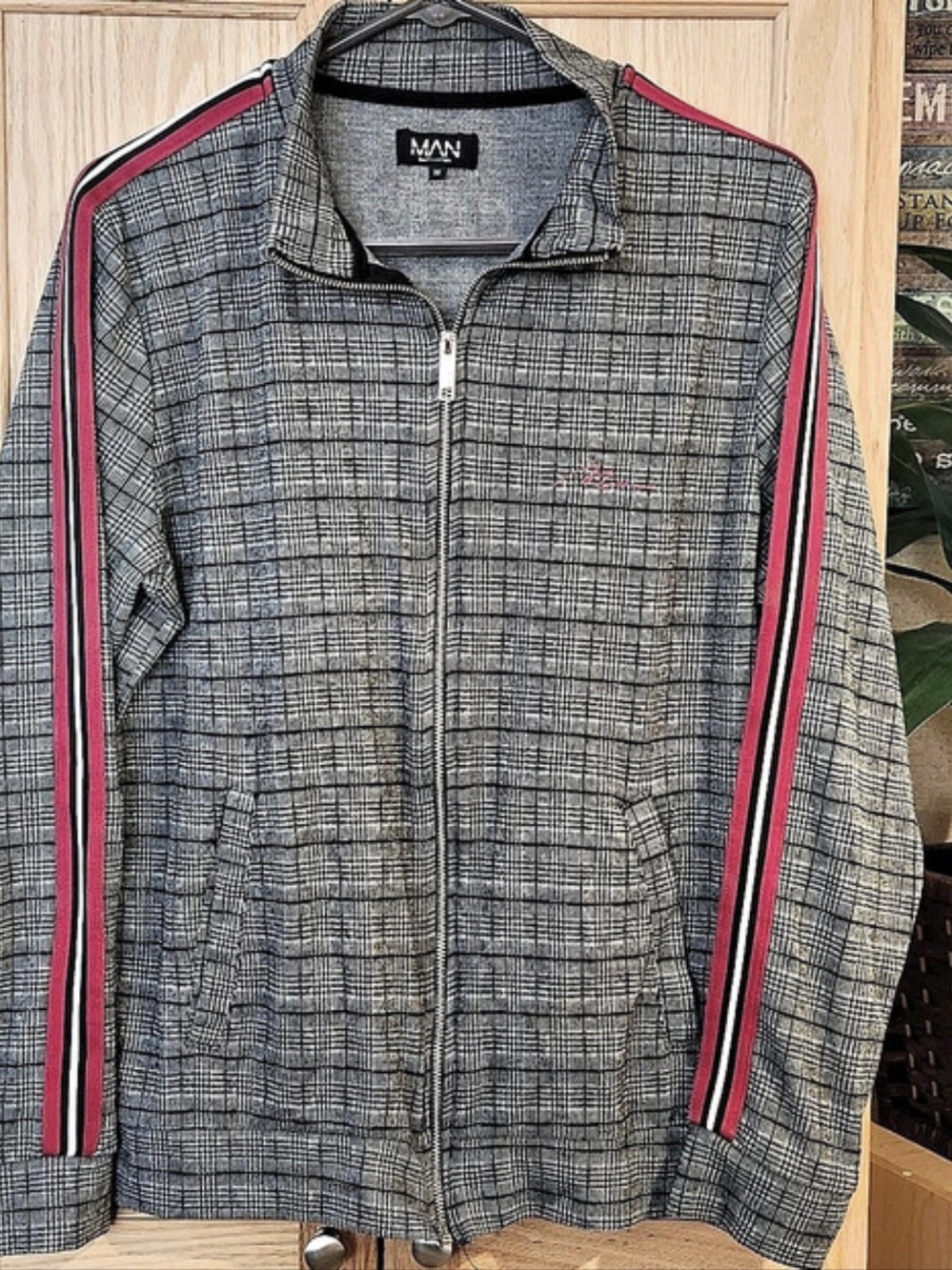 MAN Men's Plaid Zip Jacket Size Medium